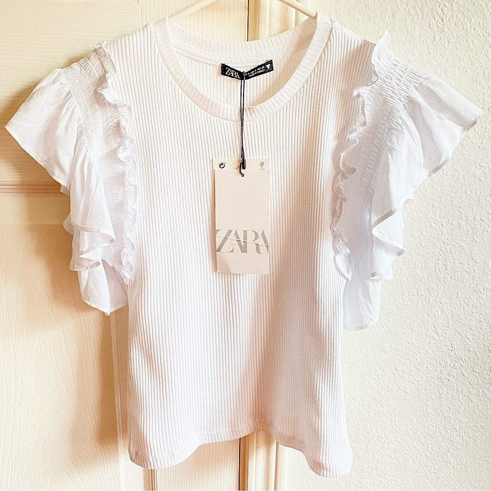 NWT ZARA COTTON RUFFLES TOP💕